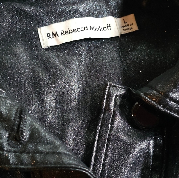 Rebecca Minkoff Metallic Moto Jacket Large - Picture 5 of 5
